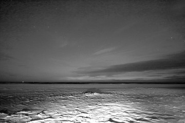 Slowinski National Park on the Baltic Sea coast, near Leba, Poland. Night view, starry sky right...