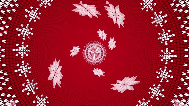 Abstract VJ Loop Style Animation Of A Knitted Christmas Scene With Stars And Patterns Looping