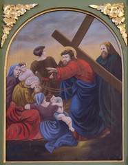 Obraz na płótnie Canvas 8th Stations of the Cross,Jesus meets the daughters of Jerusalem, church of Saint Matthew in Stitar, Croatia