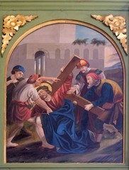 2nd Stations of the Cross, Jesus is given his cross, church of Saint Matthew in Stitar, Croatia
