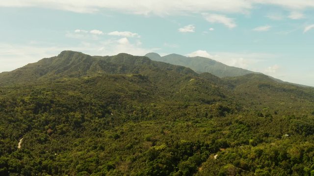 Hibok-Hibok Volcano. Mountain landscape on the island of Camiguin, Philippines. Volcanoes and forest. Hills and rainforest.