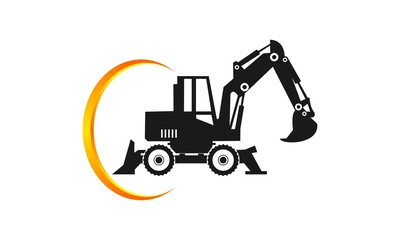 Excavator icon vector