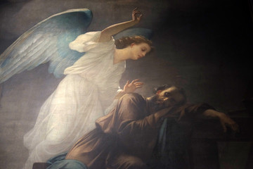 Joseph's dream, fresco in the Saint Sulpice Church, Paris, France 