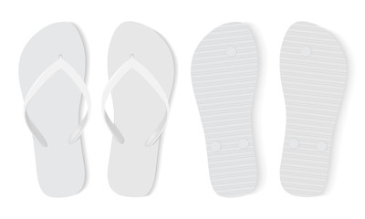 white flip flops isolated on white background mock up