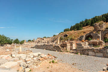 Fototapeta na wymiar Ancient Roman Archaeological site of Ephesus, Anatolia, a popular tourist attraction.