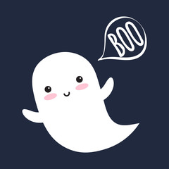 Happy flying Ghost with speech bubble Boo