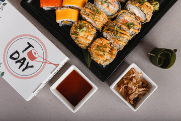 delicious sushi on the plate