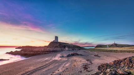 Light house at sunset in Wales 
