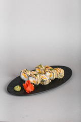 japanese national food, sushi on light background