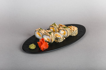 japanese national food, sushi on light background
