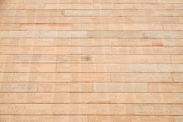 Engraved name of the soldiers on the bricks of India Gate in Delhi, India