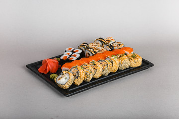 japanese national food, sushi on light background