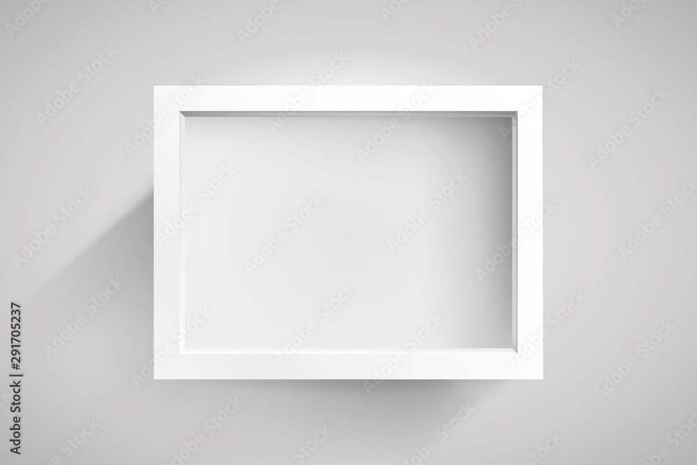 Poster realistic empty frame on light background, border for your creative project, mockup for you project.