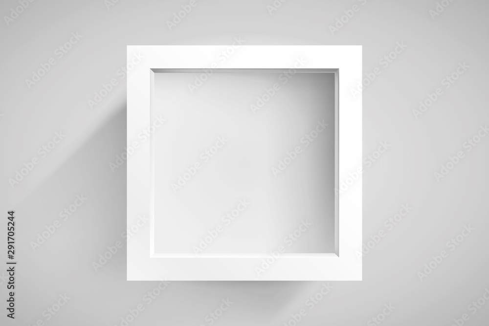 Poster realistic empty frame on light background, border for your creative project, mockup for you project.