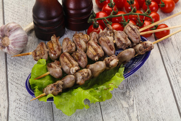 Chicken hearts skewer