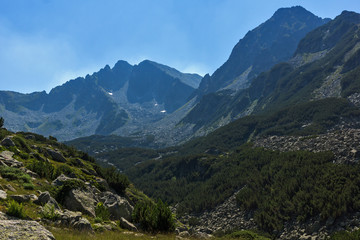 Fototapeta na wymiar Yalovarnika peak and Begovitsa River Valley, Pirin Mountain