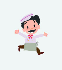 Chef running terrified.