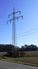 power lines and electricity pylons