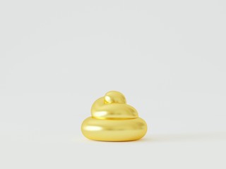 3d render. Golden excrement on a white background. Minimalistic design. - 291709066