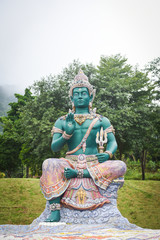 Indra statue - Green giant important religious Buddhist landmarks and Hindu brahmin