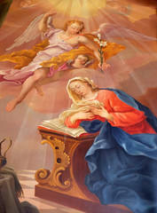 Obraz na płótnie Canvas Annunciation of Virgin Mary, altarpiece in Maria Vesperbild Church in Ziemetshausen, Germany