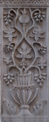 Medieval reliefs from Doge's Palace capital in Saint Mark Square, Venice, Italy