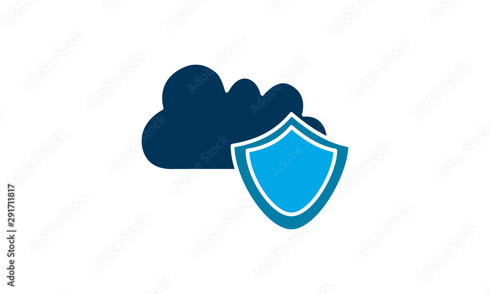 Poster cloud security icon for safe computing