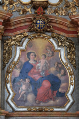 Obraz premium Virgin Mary with baby Jesus, altarpiece in the Church of Assumption of the Virgin Mary in Pokupsko, Croatia