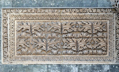 Relief on the north portal, facade detail of St. Mark's Basilica, St. Mark's Square, Venice, Italy
