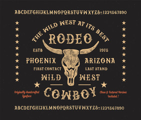 Handmade Modern Textured Font. Retro Typeface. Clean & Textured Versions Included. Vector Illustration.