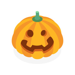 Evil pumpkin isometric icon. Halloween concept. Vector illustration.