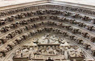 Obraz premium Notre Dame Cathedral, Paris, Portal of the Virgin