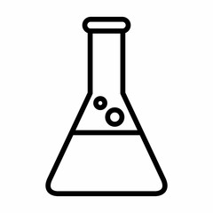 Lab flask icon. Black outline on white background.
