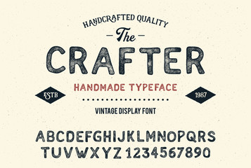 Handmade Modern Textured Font. Retro Typeface. Vector Illustration.