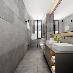 3d render. Luxury bathroom interior.