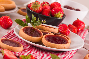 Lemon and straberry tartlets.