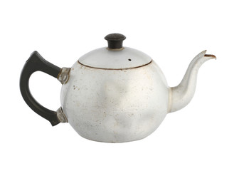 Vintage chinese teapot aluminum kettle (with clipping path) isolated on white background
