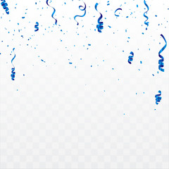 Fototapeta premium Celebration background template with confetti and Blue ribbons. luxury greeting rich card.