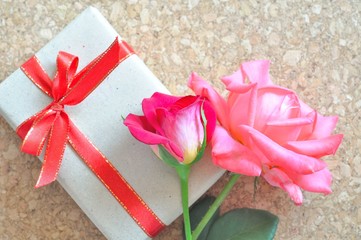 gift box and rose flower