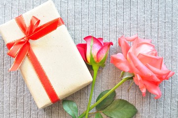 gift box and rose flower