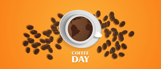 1 october, International or national Coffee Day. greeting card, poster and banner. Vector illustration background