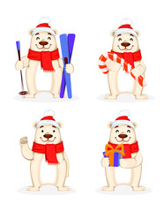 Christmas greeting card with Polar bear