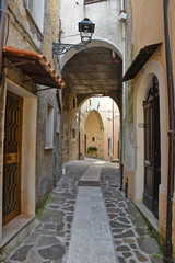 Fototapeta na wymiar A street among the old houses of a medieval village