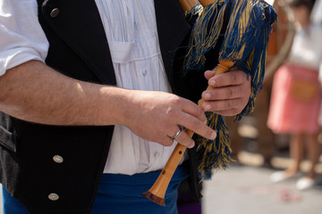 Man playing a bagpipes