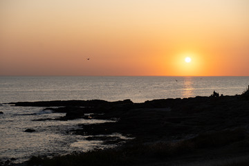 coucher de soleil devant la mer