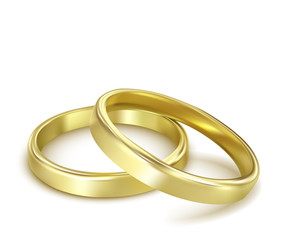 vector gold wedding rings isolated on white
