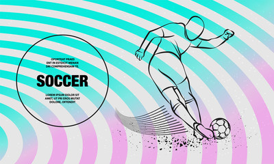 Tricky kick by soccer player. Vector outline of soccer player sport illustration.