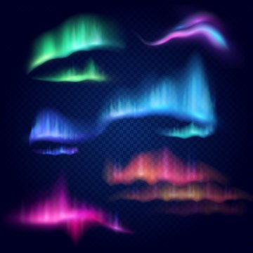 Northern lights, aurora borealis, vector isolated illustration