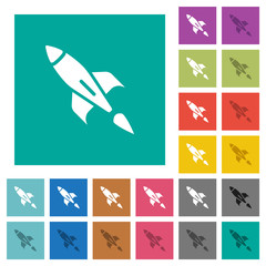 Rocket square flat multi colored icons
