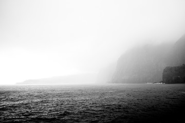 Creepy and scary scene in black and white